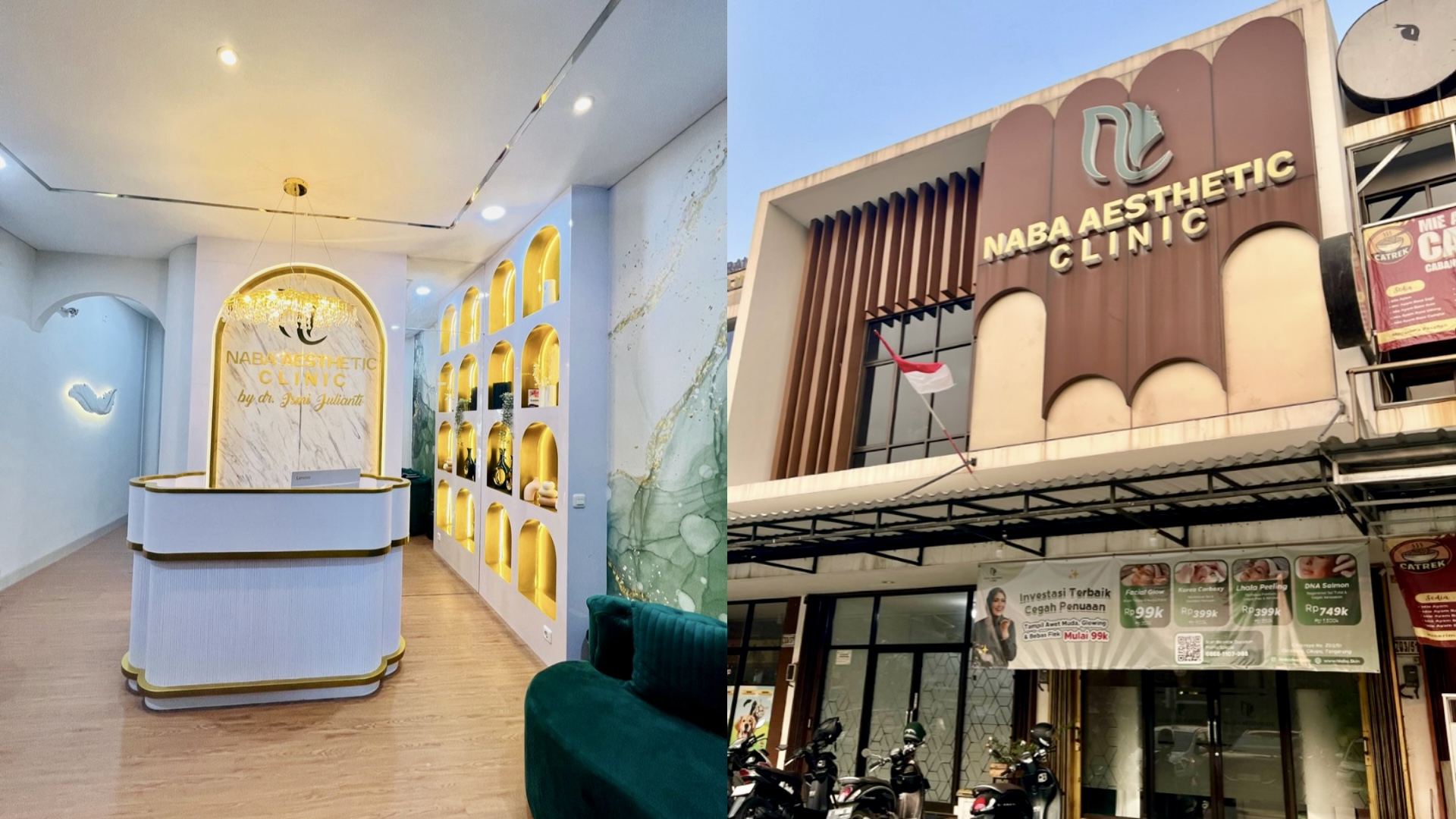 Ruang resepsionis dan gedung Naba Aesthetic Clinic di The Avenue Citra Raya, klinik kecantikan terdekat dari Balaraja