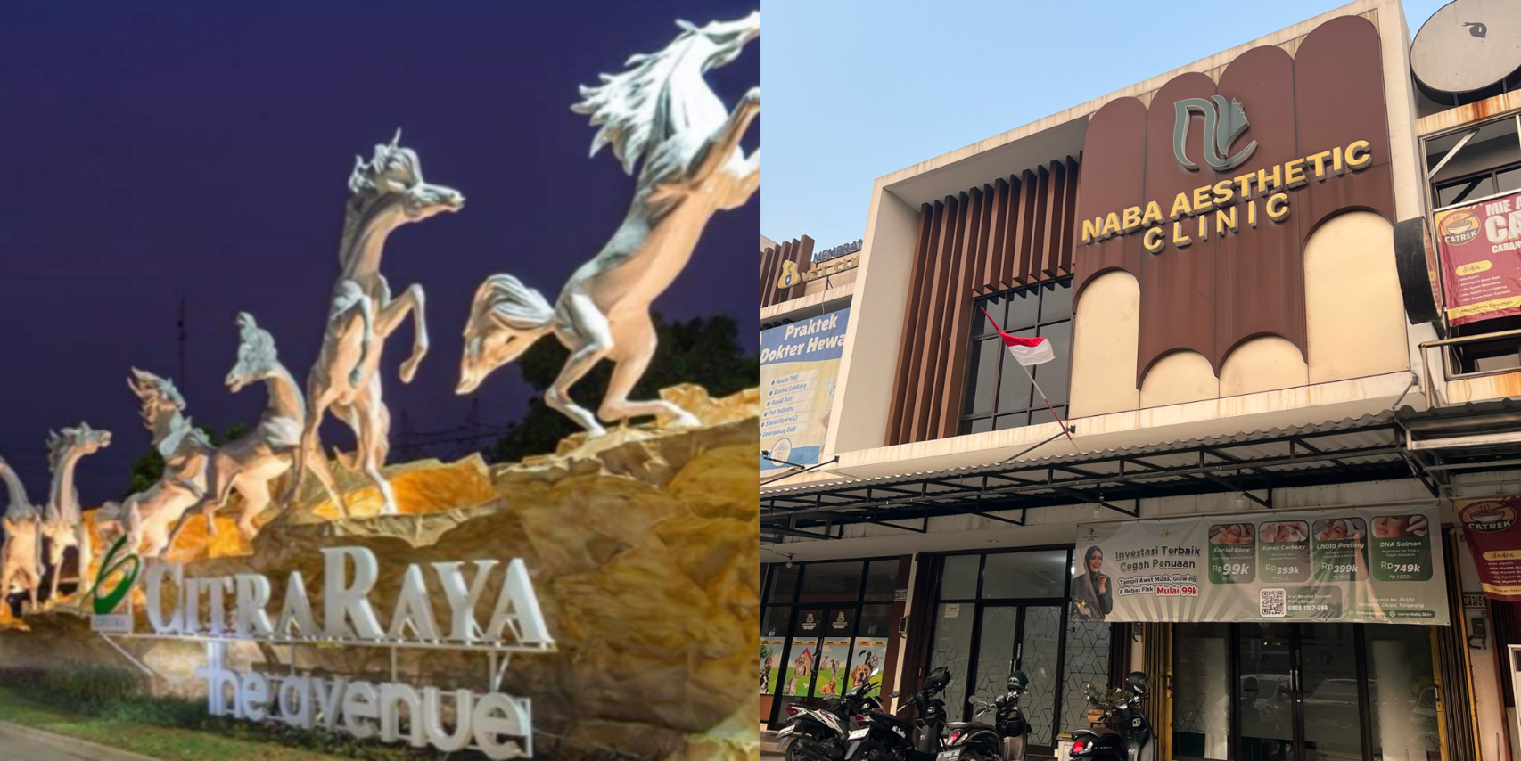Area fasad depan bangunan Naba Aesthetic Clinic sebagai klinik kecantikan terdekat di kawasan The Avenue Citra Raya dari Panongan Tangerang.