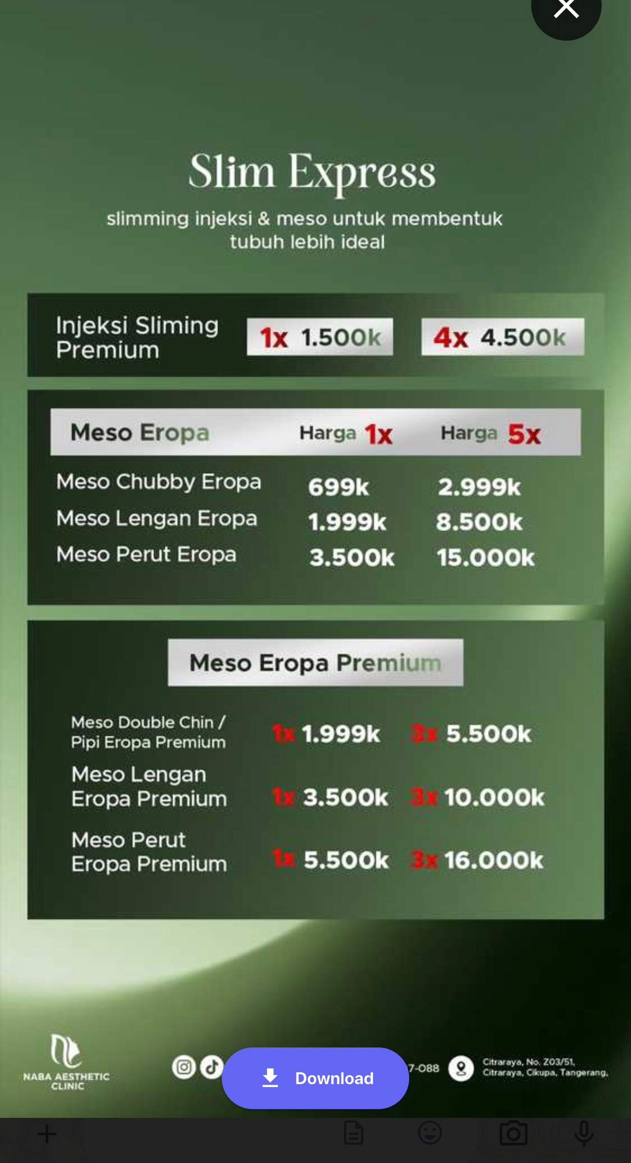 Slim Express di Naba Aesthetic Clinic Citra Raya Tangerang