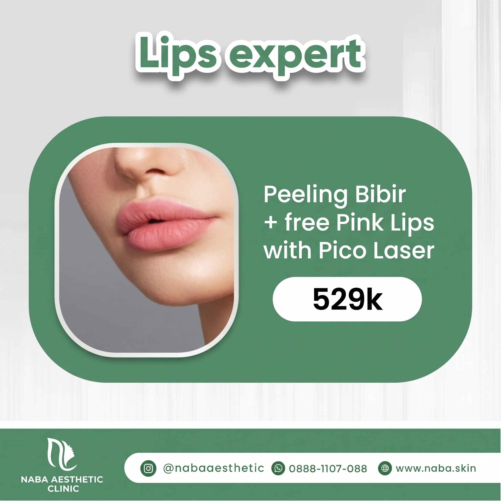 Peeling Bibir + free Pink Lips with Pico Laser di Naba Aesthetic Clinic