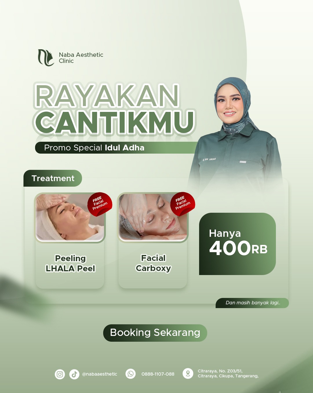 Promo Special mei Naba Aesthetic Clinic Tangerang dengan treatment Peeling LHALA Peel dan Facial Carboxy harga spesial 400 ribu plus free facial premium